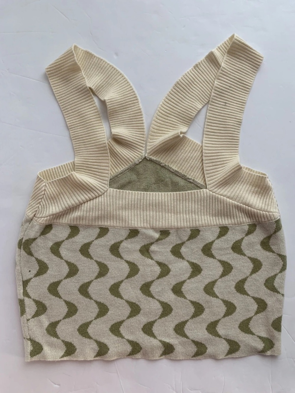LE LIS Collection Women’s  Sz Large Cream Green Geometric Wool Knit Top